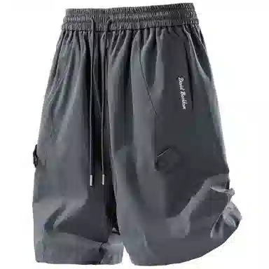 大卫贝肯 纯色美式街头城市机能风字母假扣设计款系带户外运动休闲百搭五分工装短裤 男女同款