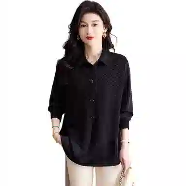 恒源祥 洋气简约百搭翻领纯色长袖针织衫 女款