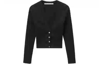 alexander wang Logo Embossed Cropped V-Neck Cardigan V
