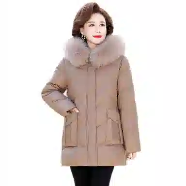 鸭鸭 简约时尚洋气纯色连帽拉链保暖长袖羽绒服 女款