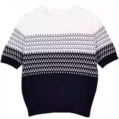 她池 条纹圆领套头针织衫 女款