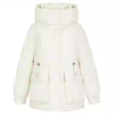 九条喵 纯色加厚连帽中长款羽绒服 女款