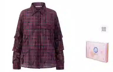 东鲸岁时记 慵懒风经典格子纯棉长袖外套衬衫 女款 红格