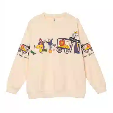 法文箱子 圆领舒适休闲卫衣 女款 米白