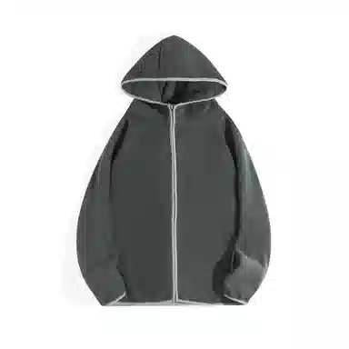 重磅基础 重磅撞色连帽开衫拉链长袖卫衣 男女同款