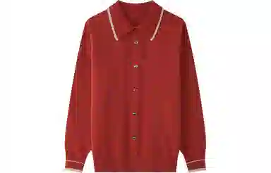 恒源祥 纯色翻领纽扣套头长袖针织衫 女款