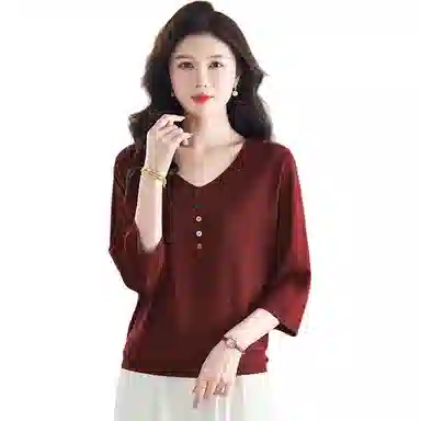 恒源祥 纯色休闲百搭长袖针织衫 女款