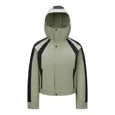 鸭鸭 拼色连帽气质时尚高级感保暖条纹撞色户外防风保暖工装羽绒服 女款