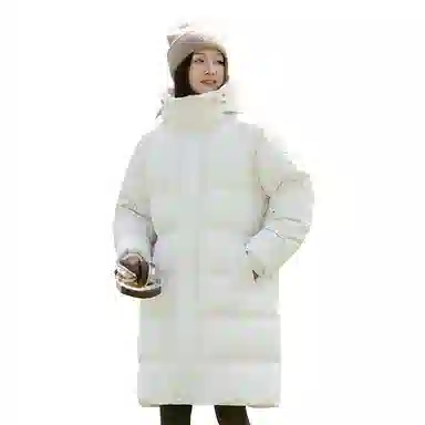 鸭鸭 美式复古基础款纯色户外运动舒适柔软防水无性别宽松休闲百搭高街轻便中长保暖防寒连帽羽绒服 男女同款 黑色