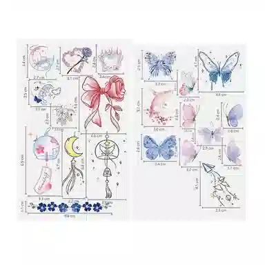 妮丽雅  彩色多巴胺纹身贴 锁骨彩绘 个性小图案