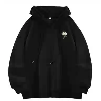 棉致 简约纯色宽松休闲连帽长袖卫衣 女款