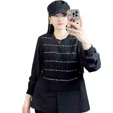 云妃秀 宽松显瘦针织衫 女款 黑色