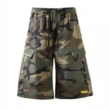 普鲁士多特蒙德 工装风美式复古运动户外登山七分休闲短裤 男女同款 迷彩色
