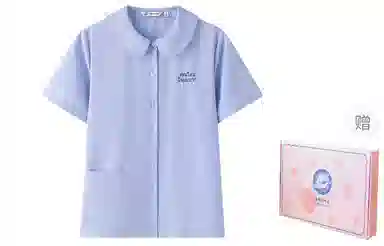 东鲸岁时记 学院设计感短袖泰式校服衬衫 女款 蓝色