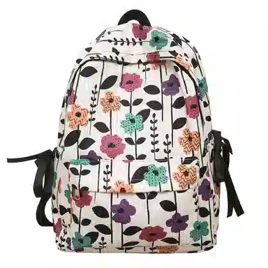 垣途者 复古小花高颜值学生书包百搭学院风校园大容量 尼龙 双肩包 女款 多色