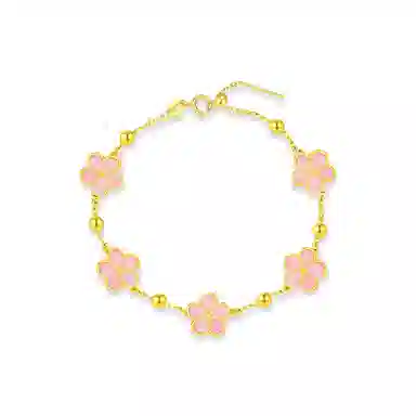 周六福 潮金 桃之夭夭  温柔甜美精致浪漫告白手饰 足金 一口价 黄金手链 女款