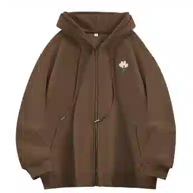 棉致 简约纯色宽松休闲连帽长袖卫衣 女款