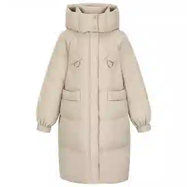 九条喵 鸭绒加厚连帽宽松长袖羽绒服 女款