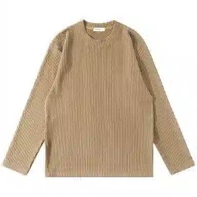 重磅基础 经典纯色设计百搭圆领套头长袖针织衫 男女同款