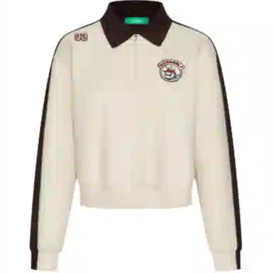 比音勒芬 拼接翻领长袖卫衣 女款 杏色