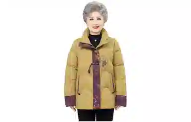 鸭鸭 韩版立领花色直筒羽绒服 女款