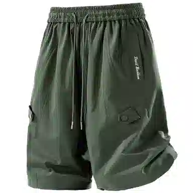 大卫贝肯 纯色美式街头城市机能风字母假扣设计款系带户外运动休闲百搭五分工装短裤 男女同款