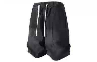 加菲猫家族 美式高街复古水洗做旧磨白拼接直筒阔腿休闲宽松潮流时尚日常百搭舒适柔软透气系带五分牛仔短裤 男女同款