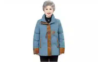 鸭鸭 韩版立领花色直筒羽绒服 女款