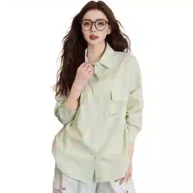 法文箱子 简约翻领纽扣长袖衬衫 女款