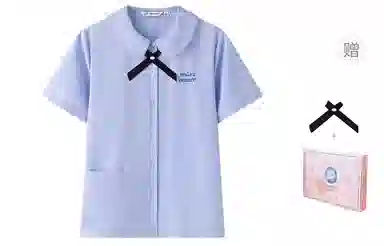 东鲸岁时记 学院设计感短袖泰式校服衬衫 女款 蓝色