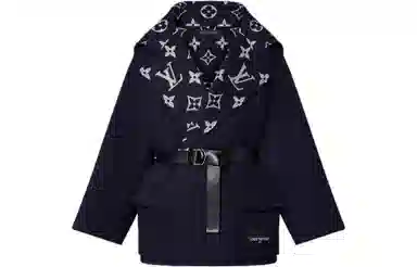 Louis Vuitton SS23 Logo Wrap Coat Navy