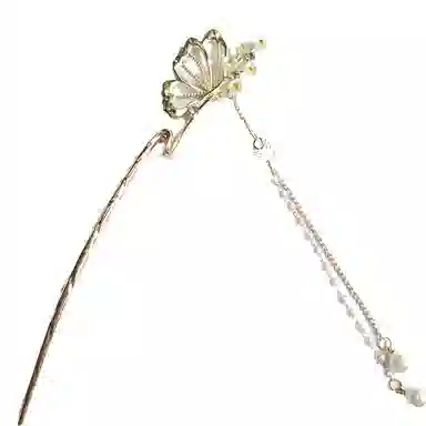 【心中的自己】 指尖瑰宝 新中式小众蝴蝶流苏吊坠簪子古风盘发钗子汉服头饰旗袍发钗典雅气质简约大方日常百搭 合金 发簪 女款