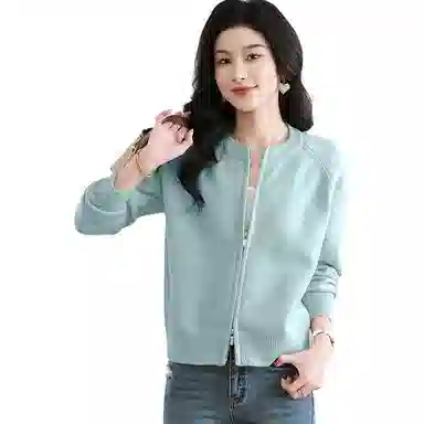 恒源祥 简约时尚百搭纯色圆领长袖开衫针织衫 女款