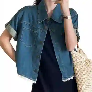 莫代尔 通勤时尚翻领短袖衬衫 女款