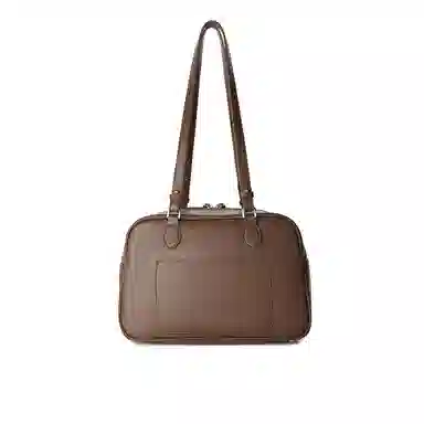 稻草人 高级感百搭通勤大学生上课 聚氨酯 波士顿包手提腋下单肩斜挎包 女款 黑色/深棕色