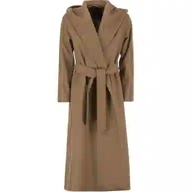 MaxMara Studio Long Tie Coat Camel