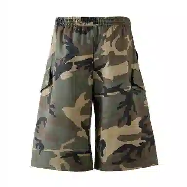 普鲁士多特蒙德 工装风美式复古运动户外登山七分休闲短裤 男女同款 迷彩色