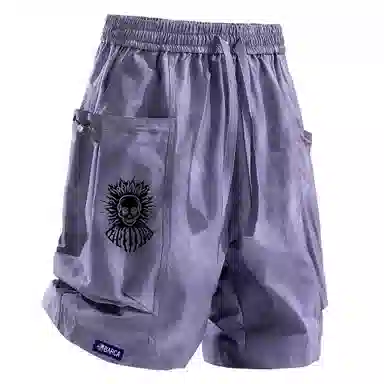 巴塞罗那足球俱乐部 城市机能扎染美式高街骷髅头基础字母系带篮球百搭速干山系户外凉感透气垂感经典宽松五分裤工装短裤 男女同款