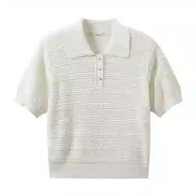 茵曼 合身条纹简约短袖针织衫 女款