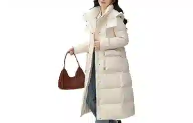 鸭鸭 通勤纯色连帽长袖羽绒服 女款