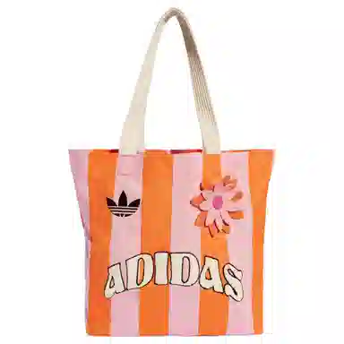 adidas Classic Logo Cotton Shoulder Bag Pink Orange