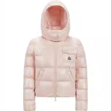 Moncler Logo Hooded Down Jacket Pink