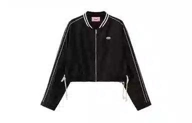 CHUU Letter Patch Baseball Jacket Black