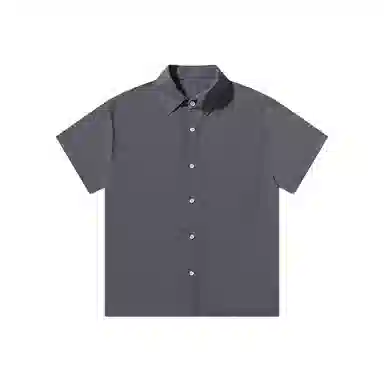 乱步 极简垂感透气随性中性翻领穿搭纯色基础款休闲夏季短袖衬衫 男女同款