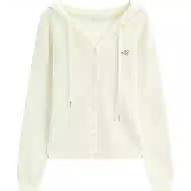 爱依服 纯色连帽开衫简约针织衫 女款 杏