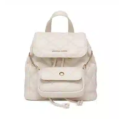 稻草人 百搭菱格小香风 聚氨酯 双肩包 常规 女款 黑色/米白