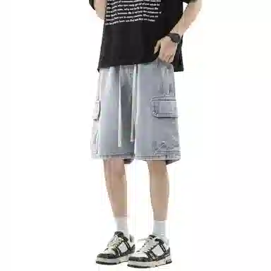 帝狼牛 美式水洗复古做旧宽松舒适时尚百搭五分工装牛仔短裤 男女同款