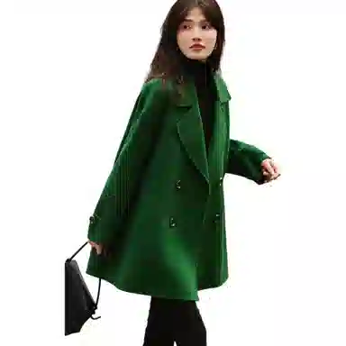 【dme】 纯色双排扣双面呢长袖大衣 女款