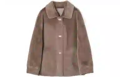 【dme】 纯色单排扣设计翻领绒感外套 女款 咖啡色