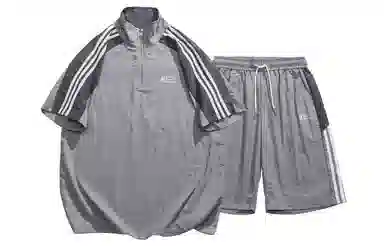 王者荣耀 鲁班七号 反光银标速干拼接立领上衣短袖五分短裤轻薄透气宽松潮牌凉感舒适百搭户外休闲运动套装 男女同款